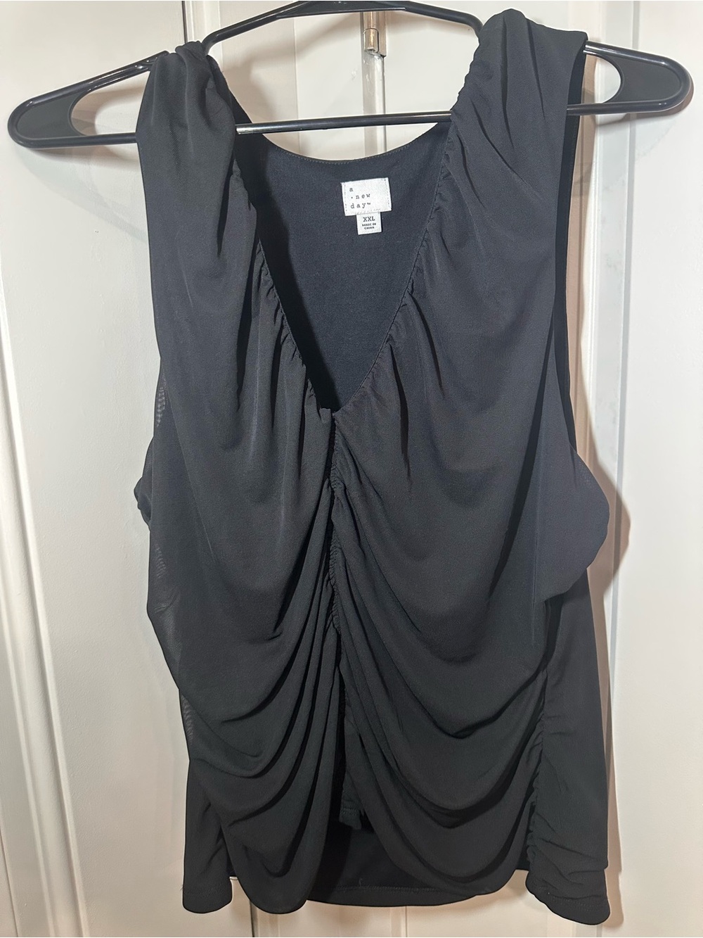 a new day Black Draped Ruched V-Neck Sleeveless Camisole